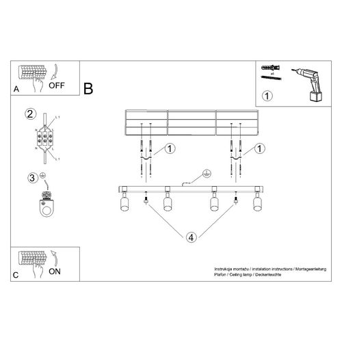 Plafon FAGER 4L czarny na Arena.pl