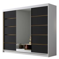 Szafa przesuwna AMBER VI 250-pojemna garderoba-BIAŁY/CZARNY