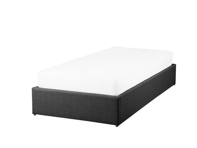 Łóżko z pojemnikiem tapicerowane 90 x 200 cm szare DINAN zdjęcie 4