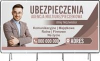 BANER REKLAMOWY siatka mesh 100x50 cm gotowy projekt UBEZPIECZENIA REKLAMA