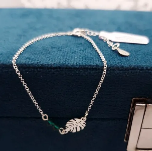 BRANSOLETKA SREBRNA LIŚĆ MONSTERA I KR. SWAROVSKI SREBRO 925 na Arena.pl