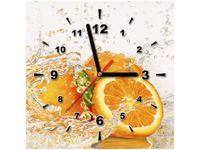 30X30CM ZEGAR POMARAŃCZA WODZIE OBRAZ DRUK DREWNO