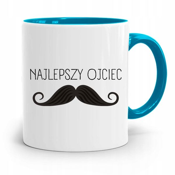 Kubek Błękitny Dla Taty Ojca Najlepszy Ojciec Tata Z Nadrukiem Ze Zdjęciem zdjęcie 1