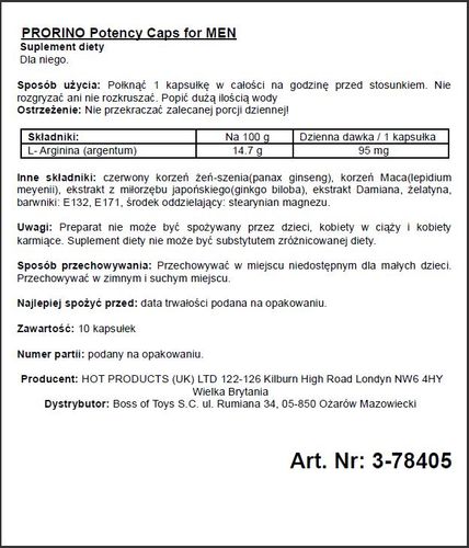 supl.diety prorino men  10pcs black line potency caps na Arena.pl