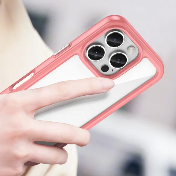 etui outer space case z żelową ramką do iphone 16 pro max - czerwone zdjęcie 5