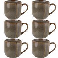 2 x 6 X KUBEK PORCELANOWY 390 ML BERGEN BRĄZOWY RETRO KUBKI ZESTAW KUBKÓW