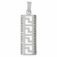 SREBRNY WISIOREK Z WZOREM GRECKIM SREBRO PRÓBY 925 Z CYRKONIAMI