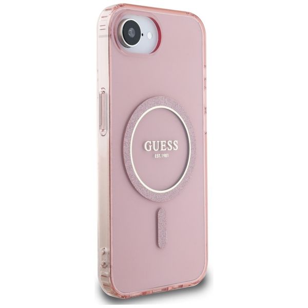 Etui Guess IML Glitter Circle MagSafe do iPhone 16e różowy zdjęcie 4