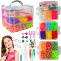 GUMKI DO ROBIENIA BRANSOLETEK ZESTAW KREATYWNY DIY AKCESORIA XXL 4500 SZT.