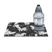 SZKLANA PODSTAWKA POD ZNICZE Z DEDYKACJĄ 30x20cm Kwiaty 363a