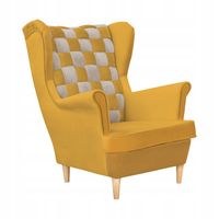 Fotel uszak Carol Duo skandynawski  miodowo siwy paski