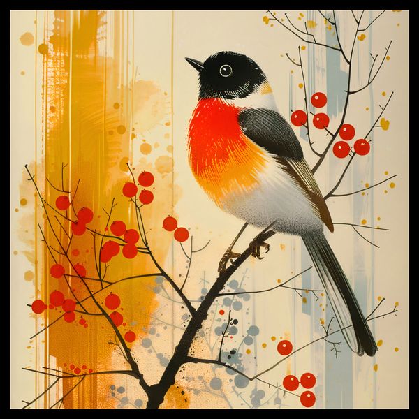 Plakat 40x40cm Jesienny Rudzik zdjęcie 2