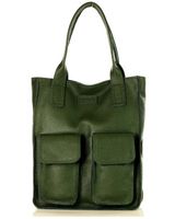 Torebka skórzana shopper bag z kieszeniami MARCO MAZZINI Ravenna zielona