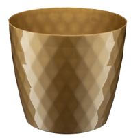 Doniczka osłonka plastikowa CRISTAL 20 cm złota połysk wzór karo romby