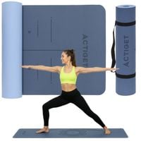 Mata do ćwiczeń 183x61 cm antypoślizgowa TPE do jogi, stretchingu z uchwytem niebieska