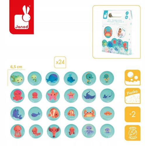 Gra memory do kąpieli Morskie dzieci 24 elementy 2+ JANOD na Arena.pl