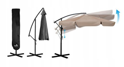 Parasol ogrodowy duży składany z wysięgnikiem pokrowiec 6 segmentów Ø 350cm na Arena.pl