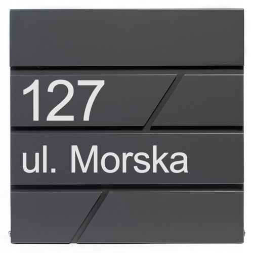 DUŻA SKRZYNKA NA LISTY Z ADRESEM NUMEREM DOMU |4 CZCIONKI| ANTRACYT RAL7016 na Arena.pl