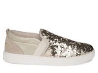 SOCCX Półbuty damskie - lekkie wsuwane cekiny - rozmiar 37 - beżowe, skóra