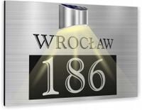 Tabliczka adresowa dibond Tablica numer posesji 40x30 lampka solarna LED