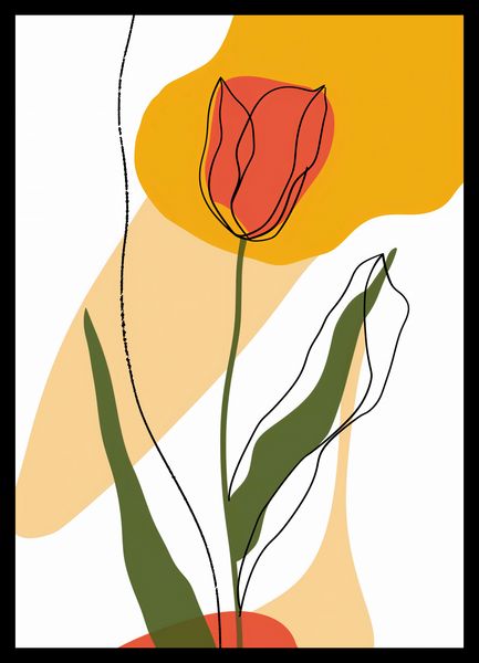 Plakat 29,7x42cm Przerysowany Tulipan zdjęcie 2