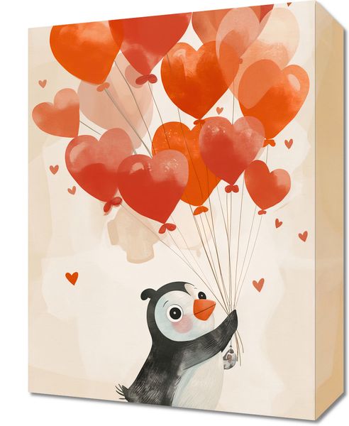 Obraz 30x40cm Pingwinek z Balonami zdjęcie 1