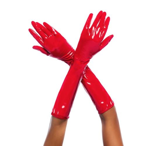 cruella - high gloss gloves - s/m - gloss red na Arena.pl