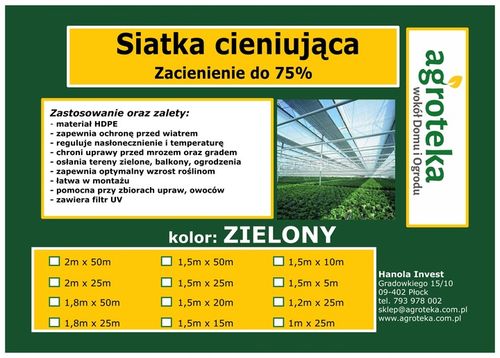 SIATKA CIENIUJĄCA 75% MASKUJĄCA 1,5x25m MATA OSŁONA NA OGRODZENIE PŁOT UV+ na Arena.pl