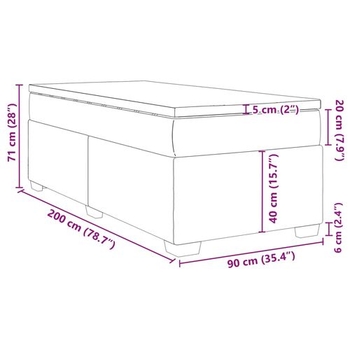 Łóżko kontynentalne z materacem, jasnoszare, aksamit, 90x200 cm na Arena.pl