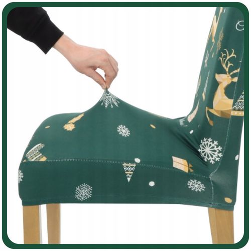 ZESTAW 6 SZT POKROWIEC NA KRZESŁO ZIELONY ŚWIĄTECZNE WZORY ELASTYCZNY na Arena.pl