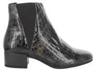 Gabor Botki damskie - skórzane lakierowane, wsuwane - rozmiar 36 - czarne