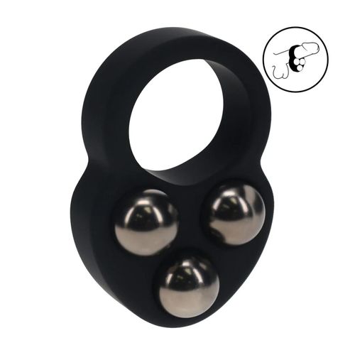 Liquid Silicone Triple Weighted Ball Cockring - Black na Arena.pl