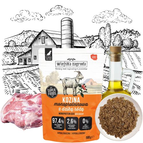 mokra karma dla psa wiejska zagroda monobiałkowa kozina 500g hipoalergiczna na Arena.pl