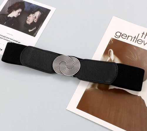 Damski Pasek Elastyczny Szeroki Guma Czarny Gorset na Arena.pl