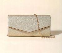 TOREBKA DAMSKA KOPERTÓWKA WIZYTOWA WIECZOROWA NA RAMIĘ DAMSKA ZŁOTA BROKAT