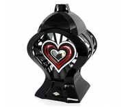 Znicz serce RUBIN elegancki znicz nagrobny czarno-srebrno-czerwony 33 cm