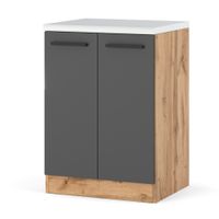 Szafka Kuchenna Stojąca Z Blatem Modułowa Blande 60cm Wotan Szary Mat