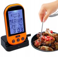 BEZPRZEWODOWY TERMOMETR KUCHENNY CYFROWY DO MIĘS ŻYWNOŚCI LCD SONDA