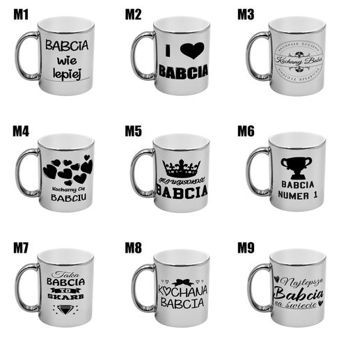 Kubek srebrny z nadrukiem grafiką prezent Dzień Babci różne wzory Babcia na Arena.pl