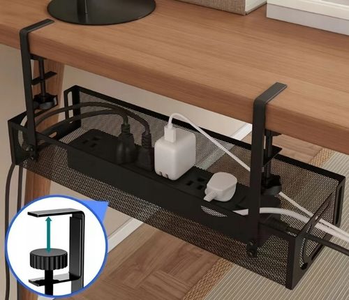 DUŻY ORGANIZER PÓŁKA WIESZAK NA PRZEWODY KABLE POD BIURKO BLAT na Arena.pl