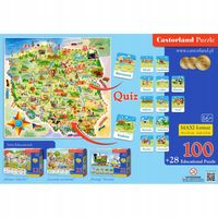 CASTORLAND Puzzle dla DZIECI 100+28 Mapa Polski PIĘKNIE WYKONANE DUŻE PUZLE