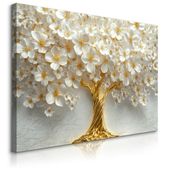 Obraz Canvas Do Salonu Abstrakcyjne Drzewo Białe Kwiat 3D 120cm x 80cm