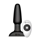 b-vibe rimming plug 2 black - bezprzewodowy system rotacyjny, silikon