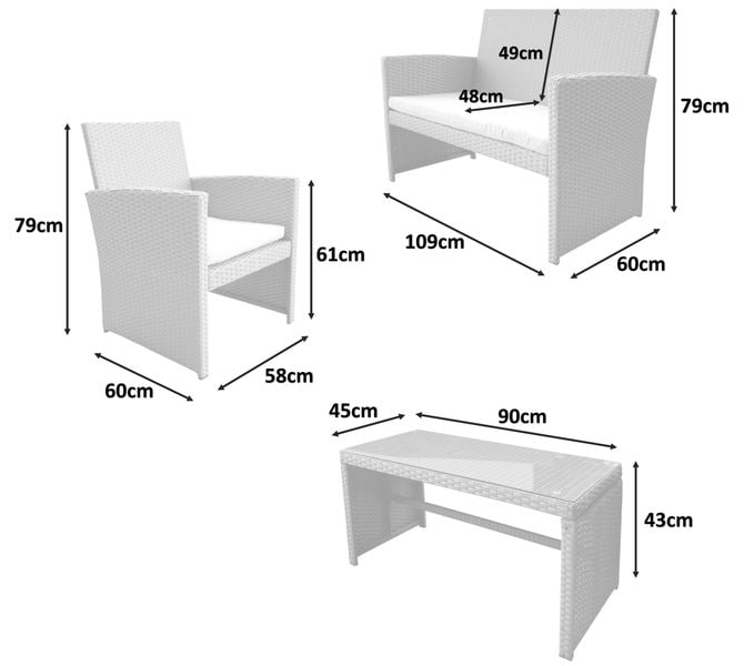 Zestaw Mebli Ogrodowych Stolik Sofa 2 Fotele S