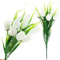 Bukiet Krokusów Sztuczny Biały 10 Główek 35 Cm Wiosenny 5 Gałązek