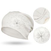 biała czapka damska z kwiatowym haftem - peterson