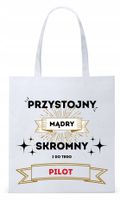 Torba Biała Eco Shopper Dla Pilota Z Nadrukiem Ze Zdjęciem