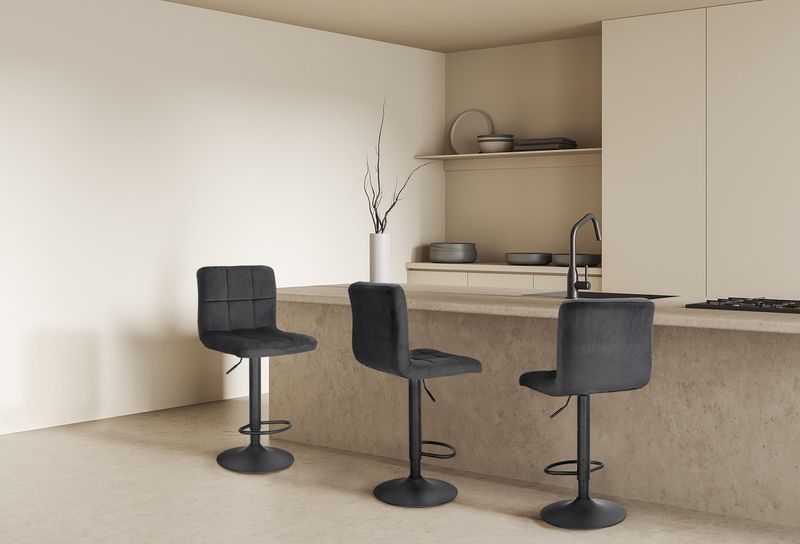 Krzesło barowe regulowane Dafne VIC czarne zdjęcie 2