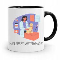 Kubek Czarny Dla Weterynarza Najlepszy Weterynarz Z Nadrukiem Ze Zdjęciem