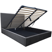 Łóżko tapicerowane z pojemnikiem 160x200 Velio wysoki zagłówek c. szare